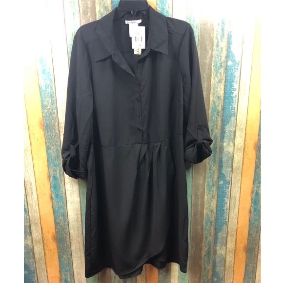 Love Squared Plus Size Cascade Wrap Shirtdress - Picture 2 of 4
